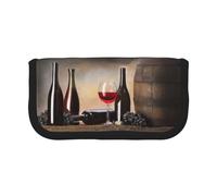 CHANGLEI Grape Wine Sturdy Canvas Pencil Case with Full-Print Design,Double Zip Closure, Black Border Contrasting Design Multi-Use Organizer