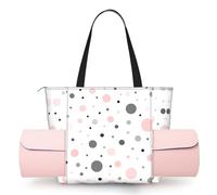 CHANGLEI Gray White Modern Polka Dot Pattern Women'S Yoga Mat Bag With All-Over Print,Lightweight Polyester Shoulder Gym Bag,Front Open Pocket For Yoga Mat, Towel