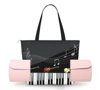 CHANGLEI Guitar Piano Pattern Women'S Yoga Mat Bag With All-Over Print,Lightweight Polyester Shoulder Gym Bag,Front Open Pocket For Yoga Mat, Towel