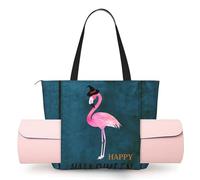CHANGLEI Halloween Flamingo Witch Hat Women'S Yoga Mat Bag With All-Over Print,Lightweight Polyester Shoulder Gym Bag,Front Open Pocket For Yoga Mat, Towel