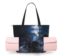 CHANGLEI Halloween Foggy Night Women'S Yoga Mat Bag With All-Over Print,Lightweight Polyester Shoulder Gym Bag,Front Open Pocket For Yoga Mat, Towel