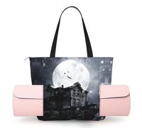 CHANGLEI Halloween Moon Women'S Yoga Mat Bag With All-Over Print,Lightweight Polyester Shoulder Gym Bag,Front Open Pocket For Yoga Mat, Towel