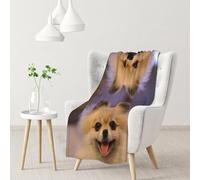 CHANGLEI Happy Short-Haired Dog 30"X40"Soft Flannel Fleece Blanket-Lightweight Warm Single-Sided Printed Throw Blanket For Sofa,Camping,Travel-Anti-Pilling
