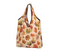 CHANGLEI Harvest Watercolor Leaf Reusable Foldable Shopping Bag With All-Over Print-Waterproof Grocery Tote,Compact Carry Pouch,Holds 50lbs,Eco-Friendly Machine Washable