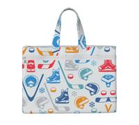 CHANGLEI Hockey Elements Creative Patterned Full Art Print Canvas Document Bag, Dual Zipper Pocket Tote Bag, Large Capacity Portable File Organizer 11x15inch
