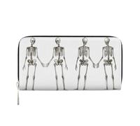 CHANGLEI Human Skeleton Long Zip Around Pu Leather Clutch Wallet for Women,Multi-Functional Purse with Coin Pocket, Multiple Card Slots and Organizer Compartments
