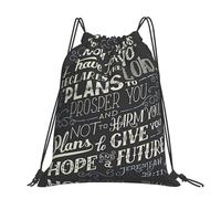 CHANGLEI I Know The Plans Have You Declares Lord Large Casual Drawstring Backpack With Print,Water-Resistant Polyester,Lightweight Durable,Black Contrast Back For Gym,Yoga,Travel