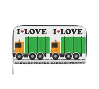 CHANGLEI I Love Garbage Trucks Long Zip Around Pu Leather Clutch Wallet for Women,Multi-Functional Purse with Coin Pocket, Multiple Card Slots and Organizer Compartments
