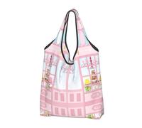 CHANGLEI Ice Cream Store Reusable Foldable Shopping Bag With All-Over Print-Waterproof Grocery Tote,Compact Carry Pouch,Holds 50lbs,Eco-Friendly Machine Washable