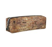 CHANGLEI Industrial Brick Wall Background Minimalist All-Over Print Cross-Grain PVC Leather Zipper Pencil Case, Soft Lined Portable Pen Pouch Stationery Bag