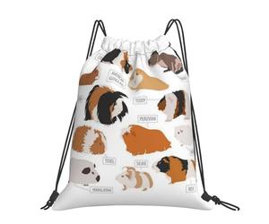 CHANGLEI Infographic For Types Of Rodent Breeds Large Casual Drawstring Backpack With Print,Water-Resistant Polyester,Lightweight Durable,Black Contrast Back For Gym,Yoga,Travel