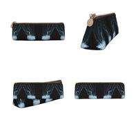 CHANGLEI Jellyfish Printed Triangular Pencil Case,Cross Texture Pu Leather Cosmetic Pouch, Large Capacity Pen Bag with Zipper