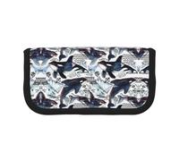 CHANGLEI Killer Whale Large Canvas Pencil Case for Girls Boys,Printed Personalised Lightweight Pencil Stationery Case
