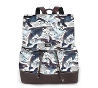 CHANGLEI Killer Whale Women'S Genuine Leather Backpack,Full-Pattern Print,Fashion Casual Daypack For School Travel Work