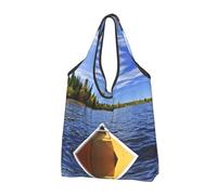 CHANGLEI Landscape Reusable Foldable Shopping Bag With All-Over Print-Waterproof Grocery Tote,Compact Carry Pouch,Holds 50lbs,Eco-Friendly Machine Washable