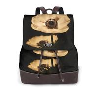 CHANGLEI Late Night Flowers Women'S Genuine Leather Backpack,Full-Pattern Print,Fashion Casual Daypack For School Travel Work