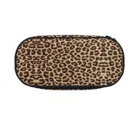 CHANGLEI Leopard Pattern Double-Zip Pencil Case with 4 Pen Slots Mesh Pocket,Print Lightweight Durable Polyester Pencil Pouch for School,Office,Or Makeup Organizer
