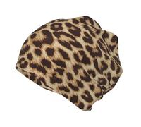 CHANGLEI Leopard Pattern Unisex Kids Large Knitted Pullover Hat (8-12 Years)-All-Over Print,Soft Polyester,Double-Layer Warmth for Outdoor Everyday Use Black