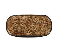 CHANGLEI Leopard Print Double-Zip Pencil Case with 4 Pen Slots Mesh Pocket,Print Lightweight Durable Polyester Pencil Pouch for School,Office,Or Makeup Organizer