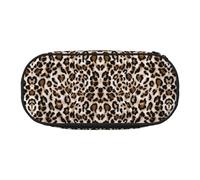 CHANGLEI Leopard Print Double-Zip Pencil Case with 4 Pen Slots Mesh Pocket,Print Lightweight Durable Polyester Pencil Pouch for School,Office,Or Makeup Organizer