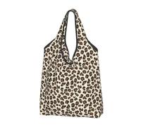 CHANGLEI Leopard Print Reusable Foldable Shopping Bag With All-Over Print-Waterproof Grocery Tote,Compact Carry Pouch,Holds 50lbs,Eco-Friendly Machine Washable