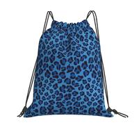 CHANGLEI Leopard Skin Animal Large Casual Drawstring Backpack With Print,Water-Resistant Polyester,Lightweight Durable,Black Contrast Back For Gym,Yoga,Travel