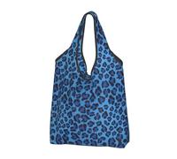 CHANGLEI Leopard Skin Animal Reusable Foldable Shopping Bag With All-Over Print-Waterproof Grocery Tote,Compact Carry Pouch,Holds 50lbs,Eco-Friendly Machine Washable