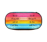 CHANGLEI Let All You Do Be Done with Love Double-Zip Pencil Case with 4 Pen Slots Mesh Pocket,Print Lightweight Durable Polyester Pencil Pouch for School,Office,Or Makeup Organizer