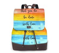 CHANGLEI Let All You Do Be Done With Love Women'S Genuine Leather Backpack,Full-Pattern Print,Fashion Casual Daypack For School Travel Work