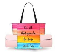 CHANGLEI Let All You Do Be Done With Love Women'S Yoga Mat Bag With All-Over Print,Lightweight Polyester Shoulder Gym Bag,Front Open Pocket For Yoga Mat, Towel