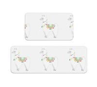 CHANGLEI Llama Kitchen Mat Set Of 2, Crystal Velvet Soft Absorbent Non-Slip Floor Mats, Water-Resistant Rugs (All-Over Print)