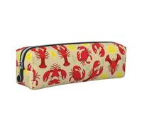 CHANGLEI Lobster and Crab Minimalist All-Over Print Cross-Grain PVC Leather Zipper Pencil Case, Soft Lined Portable Pen Pouch Stationery Bag