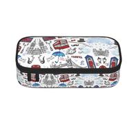CHANGLEI London Large Capacity Pencil Case, Oxford-Cloth Sturdy Stationery Pouch with Removable Divider Mesh Pocket,Multi-Compartment Waterproof Pen Bag