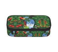 CHANGLEI Macaw and Toucan Perching of American Rainforests Large Capacity Pencil Case, Oxford-Cloth Sturdy Stationery Pouch with Removable Divider Mesh Pocket,Multi-Compartment Waterproof Pen Bag