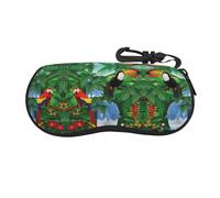CHANGLEI Macaw And Toucan Perching Of American Rainforests Premium Rubber Printed Eyeglass Case,Unisex Durable Lightweight Protective Holder For Glasses/Sunglasses (Shockproof Travel Design)
