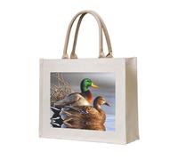 CHANGLEI Mallard Duck Eco-Friendly Heavy Duty Canvas Tote Bag,Large Reusable Shopping Bag With Double-Sided Print,Durable Comfortable Carry Handles