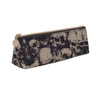 CHANGLEI Many Skulls Get Together Cute Leather Pencil Case for Girls Boys,Printed Personalised Lightweight Pencil Stationery Case