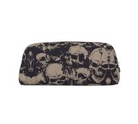 CHANGLEI Many Skulls Get Together Personalised Leather Pencil Case for Girls Boys,Printed Lightweight Pencil Stationery Case