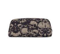CHANGLEI Many Skulls Get Together Personalised Leather Pencil Case for Girls Boys,Printed Lightweight Pencil Stationery Case