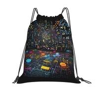 CHANGLEI Math Formula Large Casual Drawstring Backpack With Print,Water-Resistant Polyester,Lightweight Durable,Black Contrast Back For Gym,Yoga,Travel
