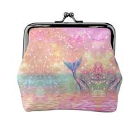 CHANGLEI Mermaid Tail Women's Bifold Kiss Lock Coin Purse-Double-Sided Printed Leather Small Wallet for Cards,Cash,Coins-Secure Clasp Closure for Women Or Girls