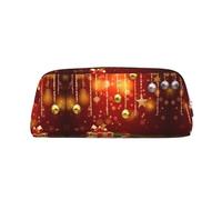 CHANGLEI Merry Christmas-3 Personalised Leather Pencil Case for Girls Boys,Printed Lightweight Pencil Stationery Case