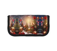 CHANGLEI Merry Christmas-5 Large Canvas Pencil Case for Girls Boys,Printed Personalised Lightweight Pencil Stationery Case
