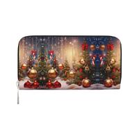 CHANGLEI Merry Christmas-5 Long Zip Around Pu Leather Clutch Wallet for Women,Multi-Functional Purse with Coin Pocket, Multiple Card Slots and Organizer Compartments