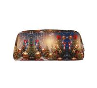 CHANGLEI Merry Christmas-5 Personalised Leather Pencil Case for Girls Boys,Printed Lightweight Pencil Stationery Case
