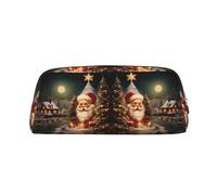 CHANGLEI Merry Christmas-6 Personalised Leather Pencil Case for Girls Boys,Printed Lightweight Pencil Stationery Case
