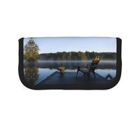CHANGLEI Morning at The Lake Large Canvas Pencil Case for Girls Boys,Printed Personalised Lightweight Pencil Stationery Case