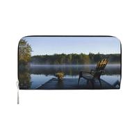 CHANGLEI Morning at The Lake Long Zip Around Pu Leather Clutch Wallet for Women,Multi-Functional Purse with Coin Pocket, Multiple Card Slots and Organizer Compartments