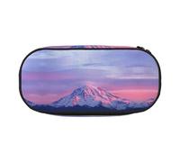 CHANGLEI Mount at Sunset Double-Zip Pencil Case with 4 Pen Slots Mesh Pocket,Print Lightweight Durable Polyester Pencil Pouch for School,Office,Or Makeup Organizer