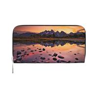 CHANGLEI Mountain View at Sunrise Long Zip Around Pu Leather Clutch Wallet for Women,Multi-Functional Purse with Coin Pocket, Multiple Card Slots and Organizer Compartments